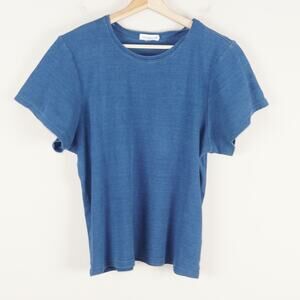 Good American Jeanius Ribbed Fitted Indigo Blue Short Sleeve T Shirt Sz 3XL